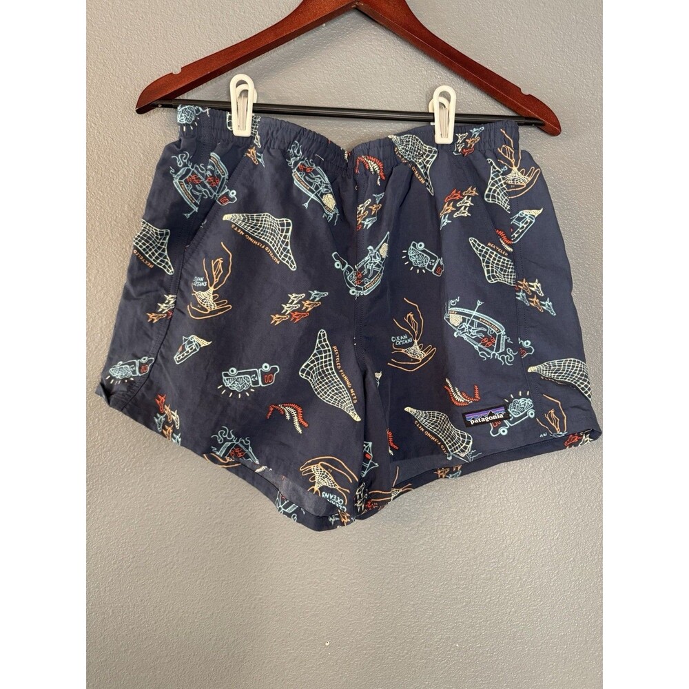 Patagonia Men’s M Swim Trunks Navy Clean Oceans Recycled Fishing Nets Mesh Lined